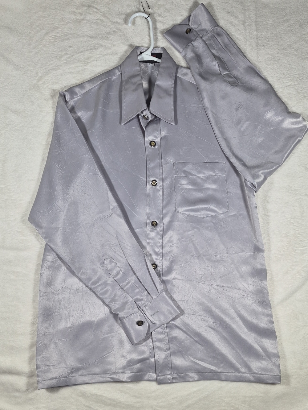 Giorgio Armani Men's Satin Dress Shirt - Light Lavender Silver